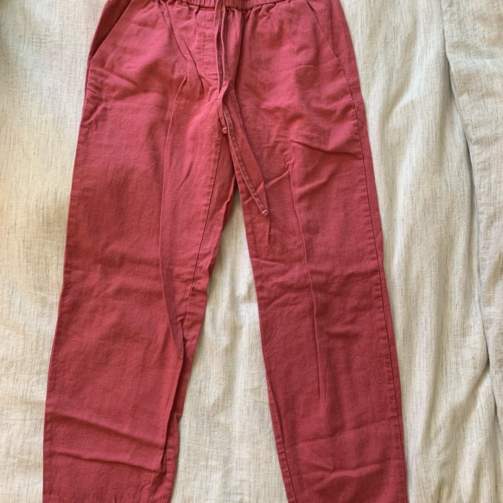 J. crew linen capris, blush salmon color, cuffed bottoms, size 2